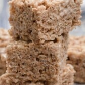 stack of brownie batter Krispie treats