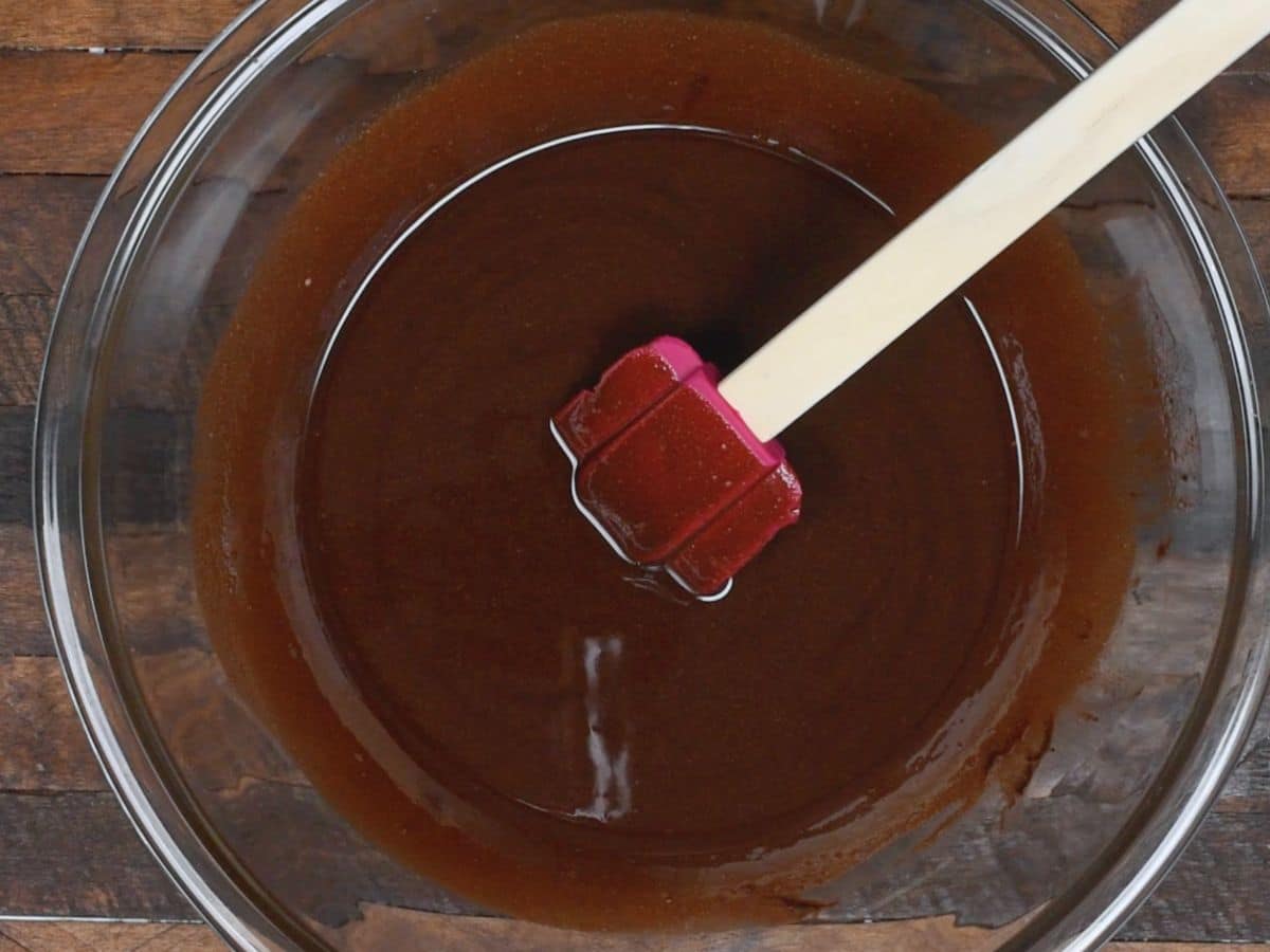 process shot of gluten free brownies being made.
