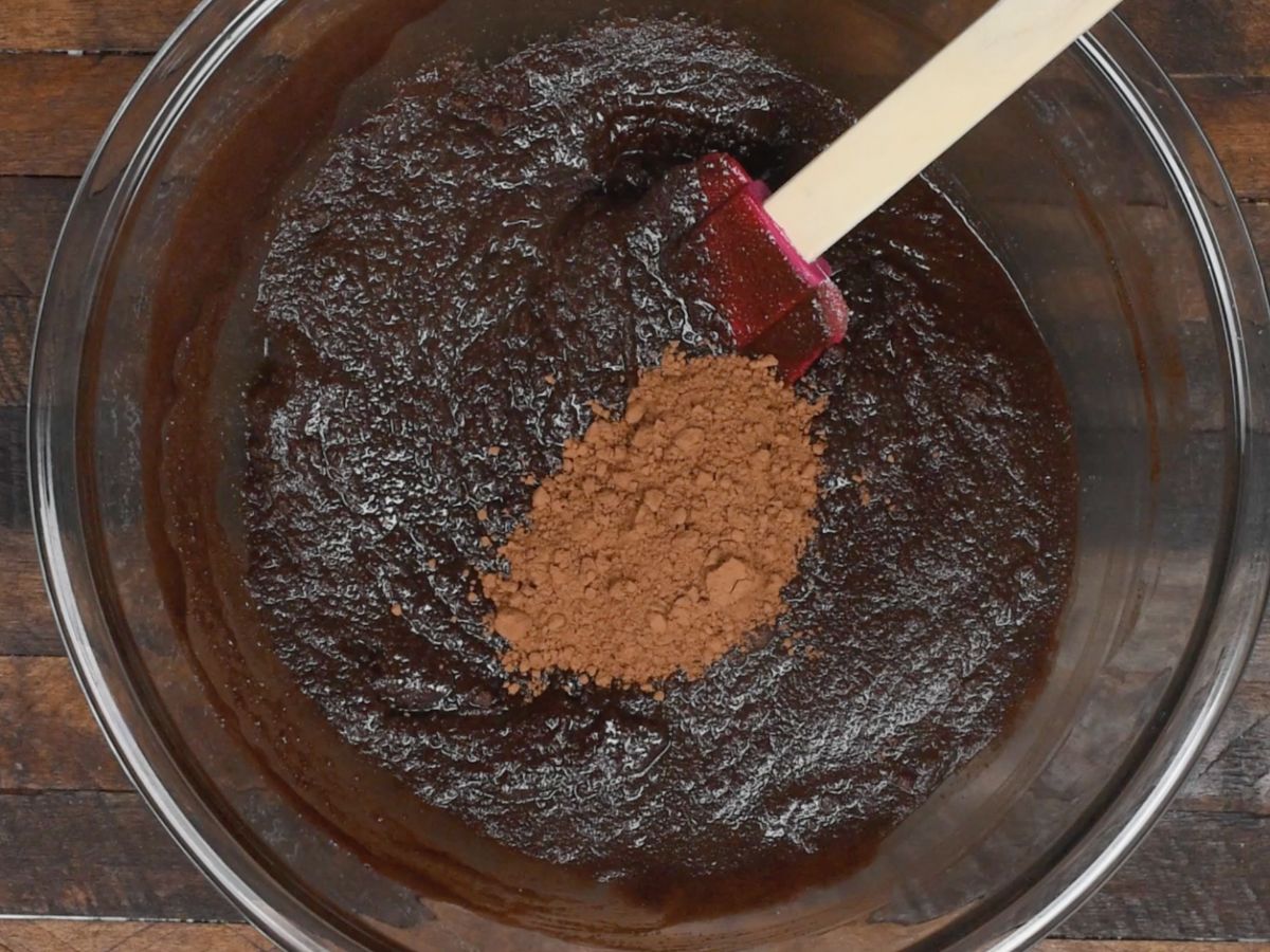 process shot of gluten free brownies being made.